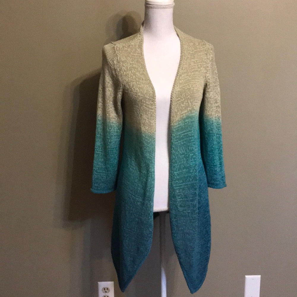 Ombré dipped open cardigan